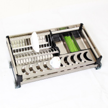 #GFR-983 kitchen stainless steel pull-out basket with plate holder shelf